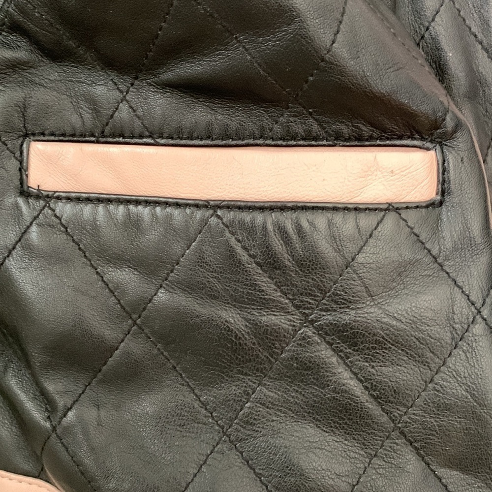 Zarina | Black Pink Faux Leather Quilted Lined Moto Zipper Jacket Blazer EU 44 - Picture 7 of 17